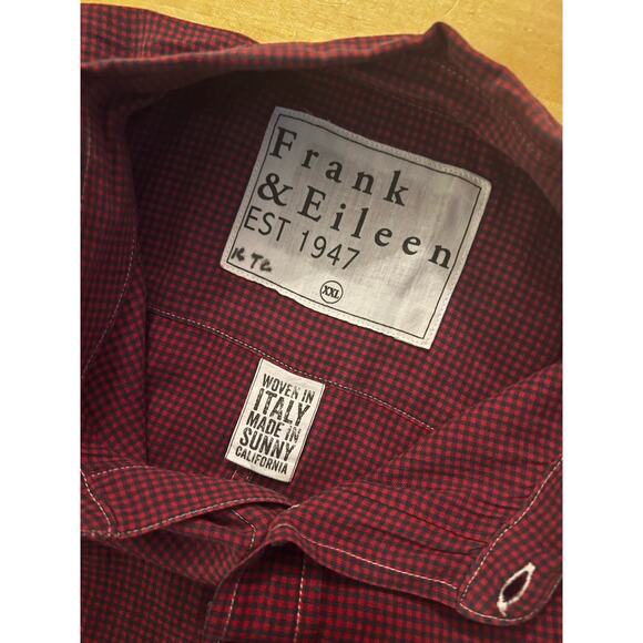 Frank & Eileen Men’s XXL “Paul” Button Down Shirt Red Plaid Check 100% Cotton - Picture 2 of 2